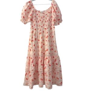 LoveShackFancy for Target Cosette tiered midi dress, 100% cotton, smocked Medium